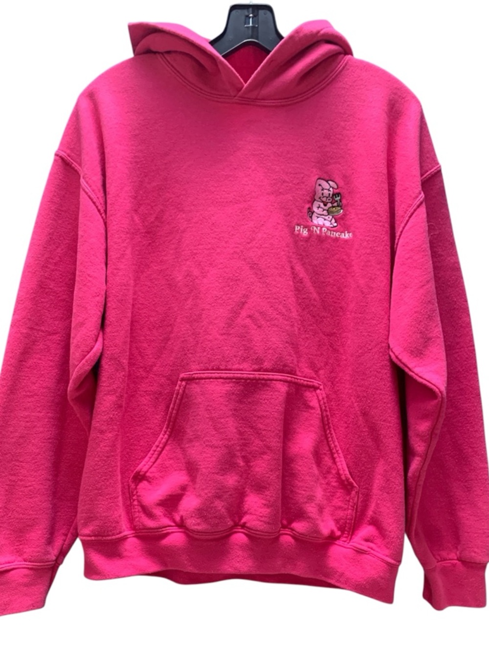 Gildan Hot Pink Hoodie with Pig 'N Pancake Embroidery